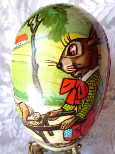VINTAGE EGG WEST GERMANY CANDY DISPENSER PAPER MACHE