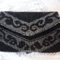 VICTORIAN MICRO BEAD PURSE BLACK GLASS BEAD DANCE PURSE