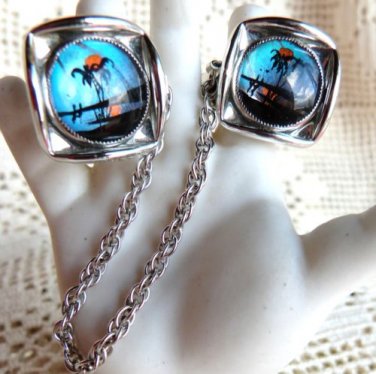 BUTTERFLY WING JEWELRY MORPHO BUTTERFLY WINGS SWEATER CLIPS PALM TREE