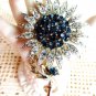 VINTAGE BROOCH SIGNED LISNER VINTAGE RHINESTONE STARBURST BLUE SAPPHIRE CRYSTAL