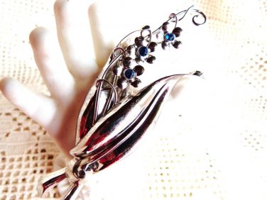 BOND BOYD STERLING SILVER BROOCH VINTAGE LILY OF THE VALLEY