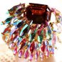 VINTAGE JULIANA BROOCH GLASS TOPAZ STONE STARBURST BROOCH