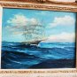 VINTAGE TALL SHIP OIL PAINTING ALFRED TUTT MADSEN SAIL FISHING BOAT NAUTICAL