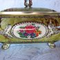 VINTAGE COOKIE TIN CHEST CONFECTIONARY ROYALTY CHEST QUEENS CROWN SEW CHEST