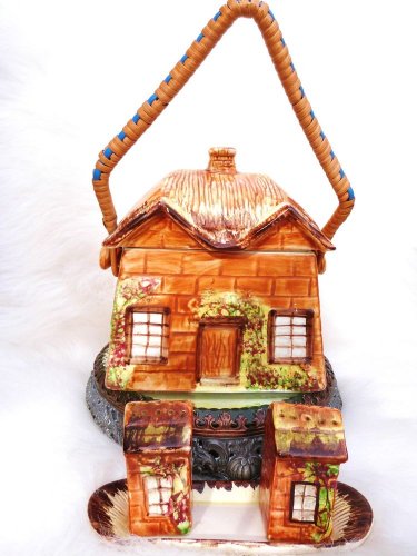 VINTAGE COTTAGE WARE COOKIE JAR BISCUIT JAR COTTAGE WARE SALT PEPPER