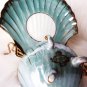CASTLE JAPAN TEA CUP SAUCER FOOTED SEASHELL TEACUP 90YRS OLD