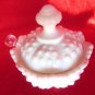 HOBNAIL MUSTARD POT FENTON MILK GLASS 3PC CONDIMENT