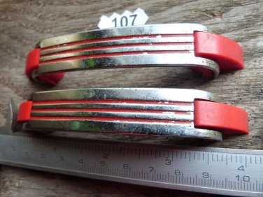ART DECO CHROME DRAWER PULLS RED LINE DOOR PULL AMEROCK CABINET PULL 2PC