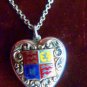 STERLING SWEETHEART REPOUSEE SILVER BRITISH ROYAL COAT OF ARM NECKLACE WWI