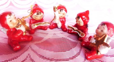 ANTIQUE CHRISTMAS ANGELS PIXIE 5PC JAPAN NAPCO INTEREST VINTAGE CHRISTMAS DECOR