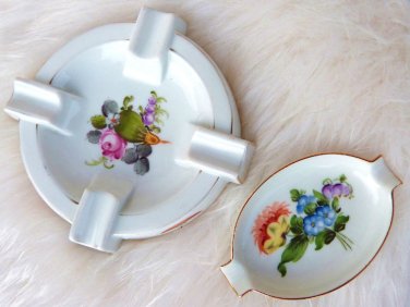 VINTAGE HEREND DISH BOUQUET DE FRUITS HEREND LIECHTENSTEIN GARLAND ROSE ASHTRAY