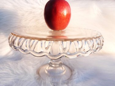 VINTAGE CAKE STAND OLD COLONY LACE HOCKING GLASS CAKE SALVER EAPG GLASS