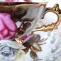 JAPAN FOOTED CUP SAUCER VALENTINES RIBBON PLATE PIERCED