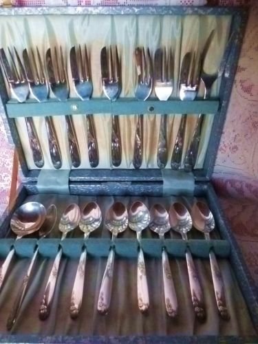 SHEFFIELD FISH SET ANGORA SILVER PLATE VINTAGE FRUIT DESSERT SET 18PC