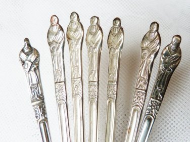 APOSTLE SPOONS CHRISTIAN TABLE DECOR ALL SAINT SPOONS SILVER PLATE