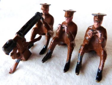 LEAD SOLDIER GUNNER WW1 BRITISH SOLDIER 4PC GUNNER MAXIM MACHINE