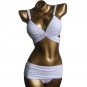 2pcs Sexy White Swimwear Set Women Padded Draped Push-Up Bikinis Set Size S/M/L Free Shipping