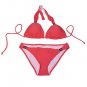 2pcs Sexy Women Padded Pink Halter Swimsuit Set Sexy Bikinis Sets Wholesale Size S/M/L Free Shipping