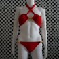 2 Pcs Sexy Red Cross Halter Bandeau Bikini Swimwear Red Riviera Metal Hot Bikini Set S M L