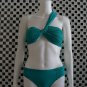 2Pcs New Style Sexy Women Green One Shoulder Shimmer Push Up Bikini Swimsuit Hot Green Pleat Bikini