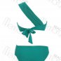 2Pcs New Style Sexy Women Green One Shoulder Shimmer Push Up Bikini Swimsuit Hot Green Pleat Bikini