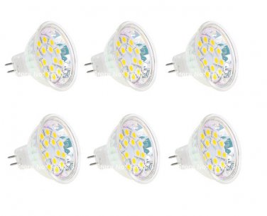 6 Pack AC DC 12V-24V 3.75W Cool White 15 SMD Cluster LED Light Bulb MR16 GU5.3 BI Pin Lamp