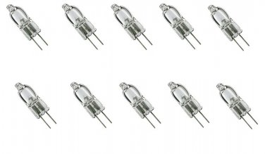 10 Pack AC DC 6 Volt 10 Watt Halogen Light Bulb Warm White G4 JC Spot Light Replacement