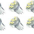 6 Pack AC DC 12V-24V 1.8W 6x 5050 Cluster LED Light Bulb Cool White MR8 GU4 BI Pin Lamp