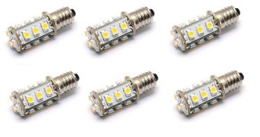 6 Pack AC DC 12V-24V 1.8W 15x 3528 Cluster LED Bulb Warm White E10 Mini Screw Lamp #1447 Replacement