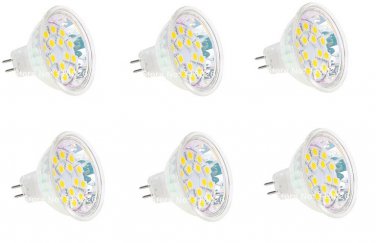 6 Pack AC DC 12V-24V 3.75W Warm White 15 SMD Cluster LED Light Bulb MR16 GU5.3 BI Pin Lamp