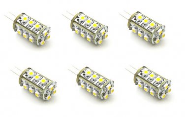 6 Pack AC DC 12V-24V 1.8W 15x 3528 Cluster LED Light Bulb Cool White G4 2Pin Fitting Lamp JC Halogen