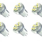 6 Pack AC DC 12V-24V 1.8W 6x 5050 Cluster LED Light Bulb Warn White MR8 GU4 BI Pin Lamp