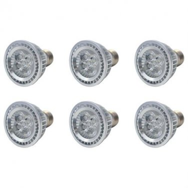 6 Pack 100V - 250V PAR20 5W Cool White LED Bulb E26 E27 Halogen Flood Lamp Silver Aluminum Casing