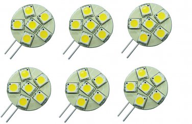 6 Pack AC DC 12V-24V 1.2W 6x 5050 Cluster LED Light Bulb Warm White GX4 G4 BI Pin Lamp Side Pin