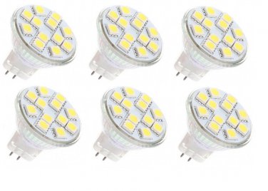 6 Pack AC DC 12V-24V 3W 12x 5050 Cluster LED Light Bulb Warm White MR11 GU4 BI Pin Lamp