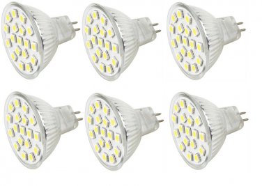6 Pack AC DC 12V-24V 4.5W Warm White 18 SMD Cluster LED Light Bulb MR16 GU5.3 BI Pin Lamp
