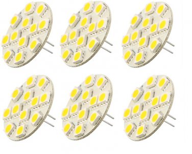 6 Pack AC DC 12V-24V 2.8W 12x 5050 Cluster Warm White LED Light Bulb Gx4 G4 BI Pin Lamp Back Pin