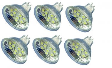6 Pack AC DC 12V-24V 2.5W Warm White 10 SMD Cluster LED Light Bulb MR16 GU5.3 BI Pin Lamp