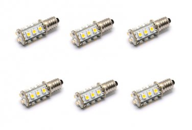 6 Pack AC DC 12V-24V 1.8W 15x 3528 Cluster LED Bulb Cool White E10 Mini Screw Lamp #1447 Replacement