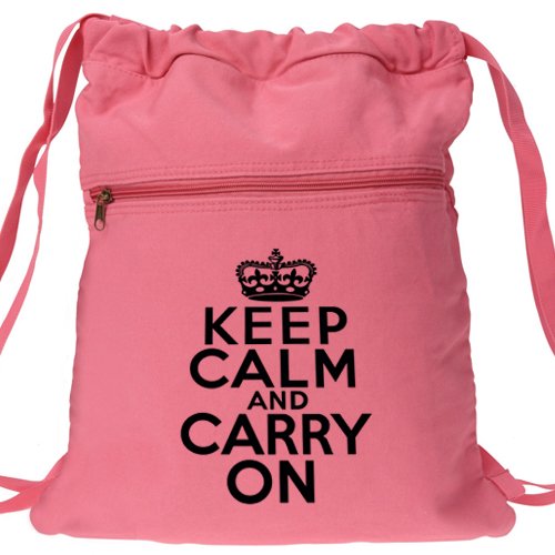 Keep Calm Carry On Backpack Pink Drawstring Bag