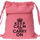 Keep Calm Carry On Backpack Pink Drawstring Bag
