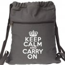 Keep Calm Carry On Backpack Gray White Bag