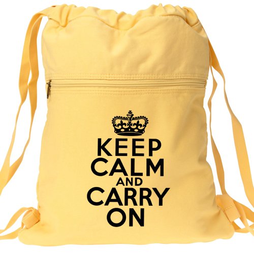 Keep Calm Carry On Backpack Yellow Book Bag