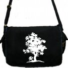 Tree Messenger Bag Large Black Canvas Nature Bag