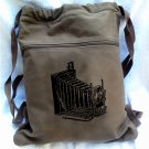 Camera Backpack Brown Canvas Drawstring Bag