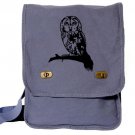 Cute Owl Messenger Bag Blue Canvas