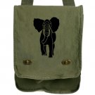 African Elephant Messenger Bag Green Canvas