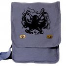 Octopus Kraken Messenger Bag Blue Canvas