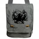 Octopus Kraken Messenger Bag Gray Canvas