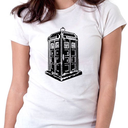 Doctor Who Medium T-Shirt White - TARDIS Police Box